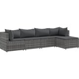  The Living Store Vrtna sedežna garnitura 5-delna z blazinami siv poli ratan - Vrtna Sedežna Garnitura, (21461809) | Shoptok.si
