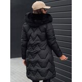 DStreet Kurtka damska zimowa MYANNA długa pikowana z kapturem czarna | Shoptok.si