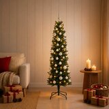  Umjetno usko božićno drvce s kuglicom 120 cm 150 LED lampica | shoptok.hr
