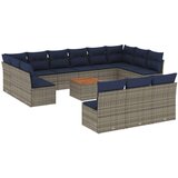 vidaXL 14-dijelni set vrtnih sofa od poliratana s jastucima sivi | shoptok.hr