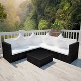  The Living Store Vrtna sedežna garnitura z blazinami 4-delna poli ratan črna - Komplet Vrtnih Kavčev, (21446030) | Shoptok.si