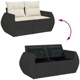  7-dijelni set vrtnih sofa od poliratana s jastucima crni Slike
