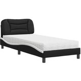 The Living Store Postelja z vzmetnico črna in bela 80x200 cm umetno usnje - Postelja, (21611823) | Shoptok.si
