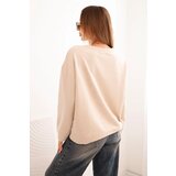 Kesi Włoski Women's cotton sweatshirt with a cat print and text beige | Shoptok.si