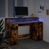  Radni stol s LED svjetlima boja hrasta 140x55x91 cm drveni | Eponuda.ba