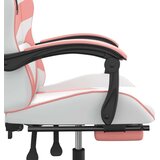  Vrtljivi gaming stol z oporo za noge belo in roza umetno usnje, (21378335) | Shoptok.si