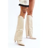 Kesi Stiletto heel boots with a bent upper light beige Bellinna | shoptok.hr
