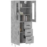 vidaXL Visoka komoda siva betona 69 5x34x180 cm od konstruiranog drva | shoptok.hr