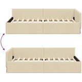  Kutni okvir kreveta s uzglavljem Krema 90 cm x 200 cm tkanina | Shoptok.si