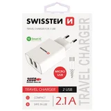 punjač 2.1A 2xUSB Micro beli