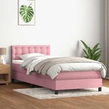 Box Spring krevet s madracem i LED ružičasti 80 x 220 cm baršunasti | Eponuda.com