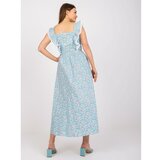 Fashion Hunters Blue cotton maxi dress with prints Cene
