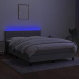  box spring s madracem LED svjetlosivi 140x200 cm tkanina | shoptok.hr