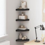  Plutajuće kutne police 4 kom crne 25 x 25 x 3,8 cm MDF | shoptok.hr