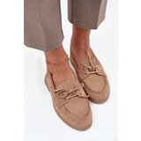 Boto Women's Loafers Flat Moccasins With Tie Beige Zalina | shoptok.hr