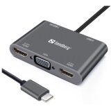 Sandberg 136-35 priključna stanica i replikator porta za prijenosno računalo Žičano USB 3.2 Gen 1 (3.1 Gen 1) Type-C Sivo | Shoptok.si