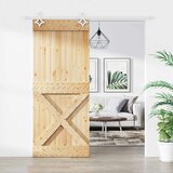  Klizna vrata Prirodna i bijela 85 x 210 cm Čvrsta borovina | shoptok.hr