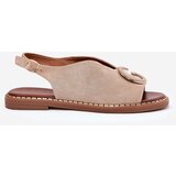 Boto Flat Sandals With Decoration Beige Haliones | shoptok.hr