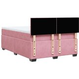 vidaXL Box spring postelja z vzmetnico temno roza 140x200 cm žamet | Shoptok.si