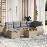 Maison Chic Seti vrtnega pohištva - Vrtna garnitura - Vrtni pohištvo set 7-delna z blazinami bež poli ratan, (21802424) | Shoptok.si