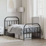Metalni okvir kreveta uzglavlje i podnožje crni 90 x 200 cm | shoptok.hr