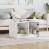 vidaXL Klubska mizica s steklenimi vrati bela 68x50x42 cm | Shoptok.si