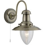 Searchlight Fisherman Stenska svetilka z 1 lučjo, antična medenina, s senčnikom iz zrnatega stekla, E27, (22100590) | Shoptok.si