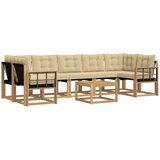 vidaXL Zunanja garnitura za sedenje z blazino 8 pcs Bela in bež, (5000280970) | Shoptok.si