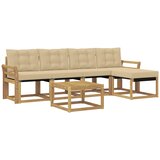 vidaXL Zunanja garnitura za sedenje z blazino 6 pcs Bela in bež, (5000279528) | Shoptok.si