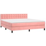 Krevet box spring s madracem LED ružičasti 180x200cm baršunasti | shoptok.hr