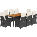  9-dijelni vrtni blagovaonski set s jastucima crni od poliratana | shoptok.hr