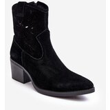 Kesi Suede Openwork Cowboy Boots D&A SN622-20 Black | shoptok.hr
