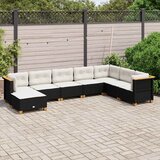  8-dijelni set vrtnih sofa od poliratana s jastucima crni Crna 63.5 x 56 x 32 cm | Shoptok.si