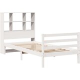 vidaXL Krevet s regalom za knjige bez madraca bijeli 90x200cm borovina | shoptok.hr