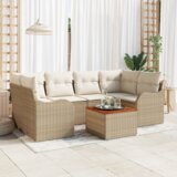 vidaXL Bež set vrtne sofe 7 pcs Bež, bijela Velik | shoptok.hr