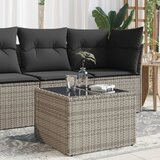 vidaXL Vrtna miza s stekleno mizno ploščo siva 55x55x37 cm poli ratan Cene
