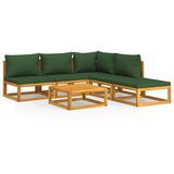 Maison Chic Seti vrtnega pohištva - Vrtna garnitura - Vrtni pohištvo set 6-delna z zelenimi blazinami trden les, (21807814) | Shoptok.si