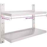  Zidne police s 2 razine od nehrđajućeg čelika 100 x 30 cm | shoptok.hr
