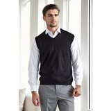 Dewberry 90829 V Neck Sleeveless Knit Mens Sweater-BLACK Cijene