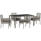  5-dijelni set za objedovanje na otvorenom s jastučićima siva poli ratan | shoptok.hr