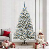 vidaXL Umestno božično drevo Zelena in Bela 210 cm PVC in kovina | Shoptok.si
