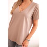Polski Women's cotton blouse with a V-neck and short sleeves fango | shoptok.hr