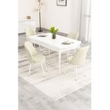 Hanah home trpezarijski set Nix, sto na razvlačenje i 4 stolice, bela ploča, krem tkanina Babyface | Eponuda.com