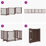 vidaXL Ograda za pse z vrati zložljiva 6panelov rjava 300cm topolovina | Shoptok.si