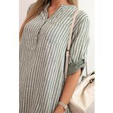 Kesi Włoski Women's cotton striped shirt with pocket khaki | shoptok.hr
