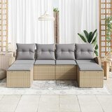  Set sofe 6 kom. Bež i svijetlo siva poliratan 124 x 62 x 85 cm | shoptok.hr