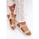 Boto Ladies Sandals With Braiding On Decorated Platform Beige Velara | shoptok.hr