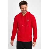 River Club Men's Red Dont Quit Printed 3 Thread Hooded Sweatshirt Cene