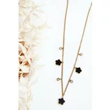 Kesi Women's gold chain with black flowers