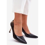 Boto Lacquered Stiletto Heels With Golden Buckle Black Mivira | Shoptok.si